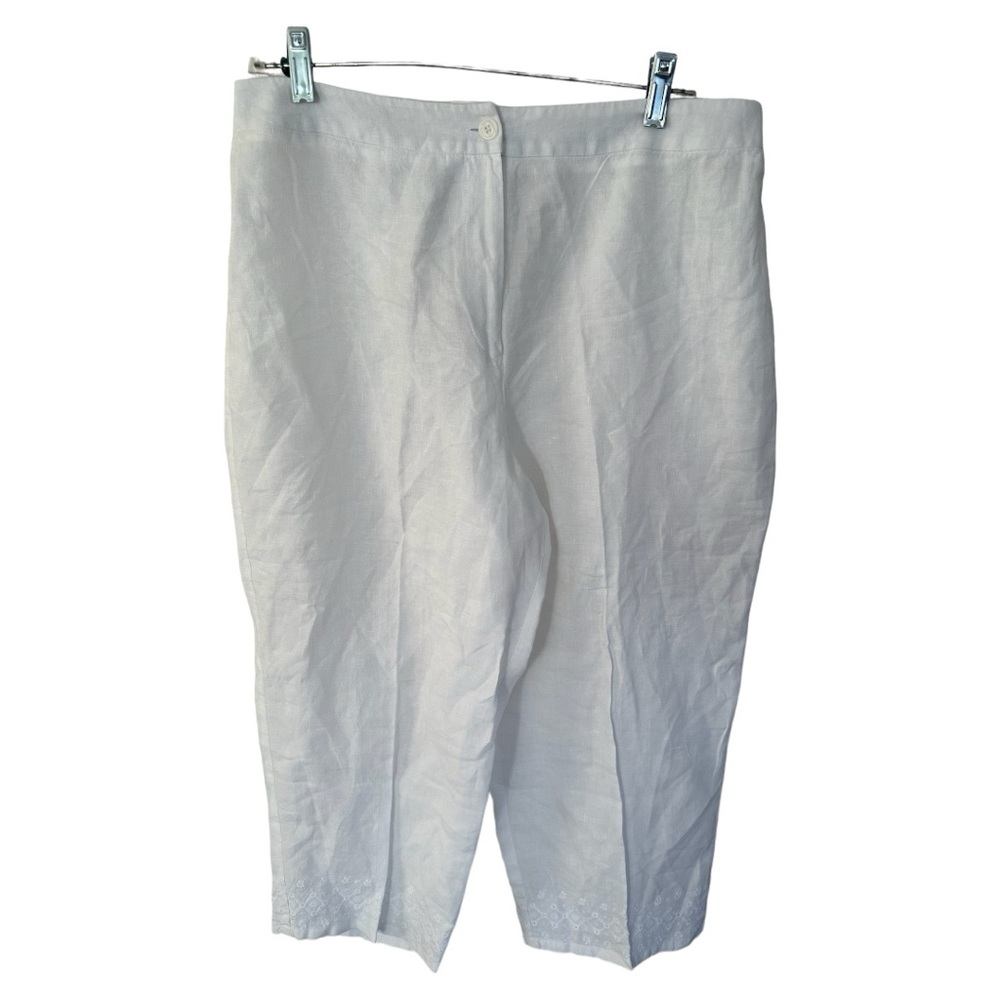 Talbots White Cropped Linen Blend Pants